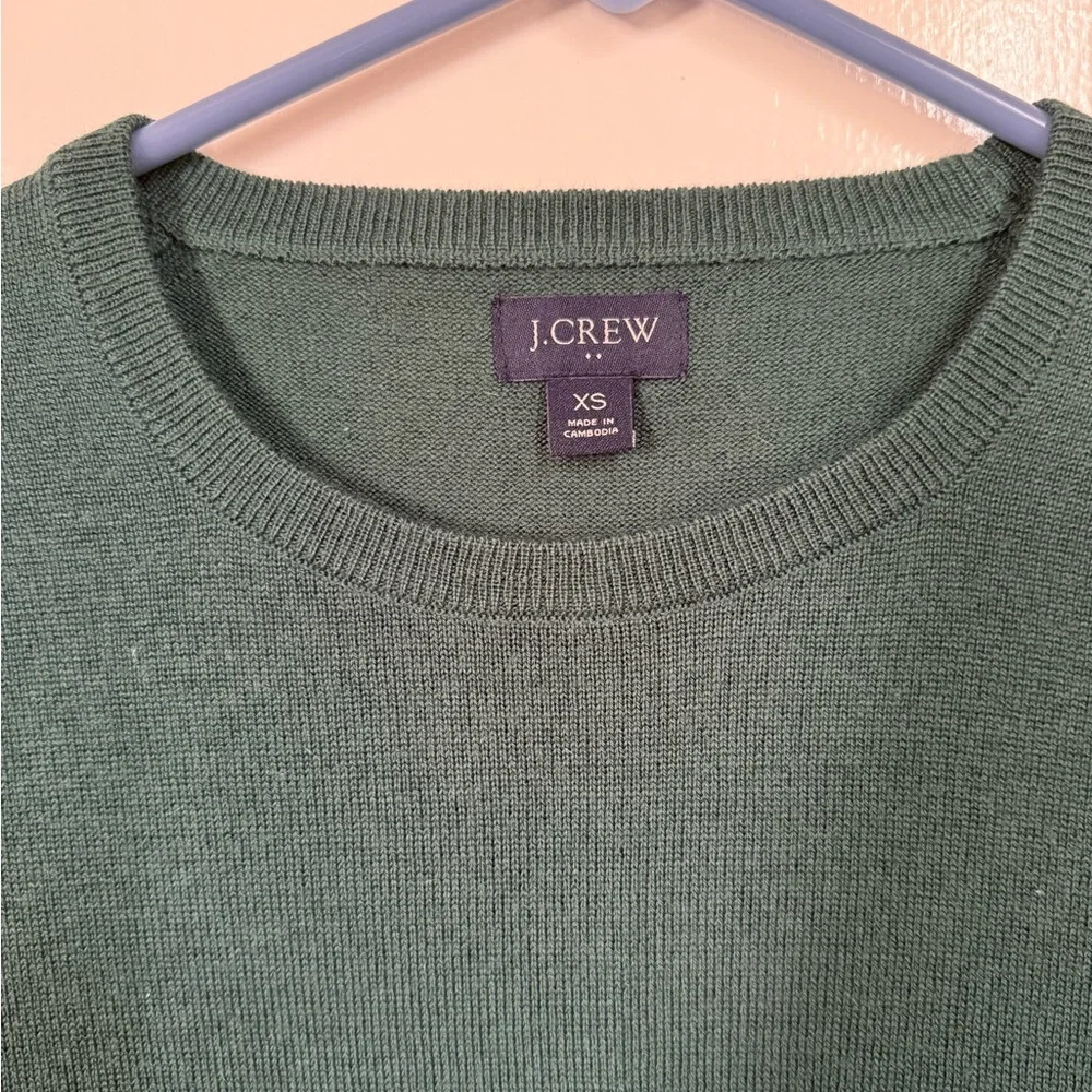 Men’s XS Forest Green J.Crew Factory Merino Wool-Blend Crewneck Sweater - Picture 3 of 5